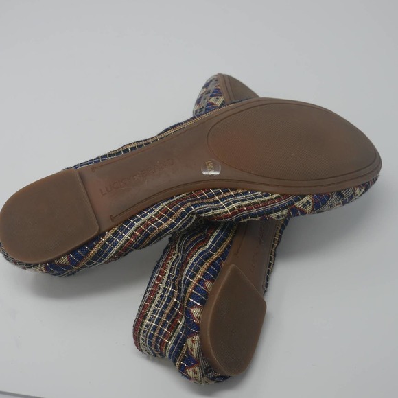 𝅺LUCKY Brand Emmie Aztec Metallic Printed Flats Size 9.5 NWOB - Picture 4 of 9